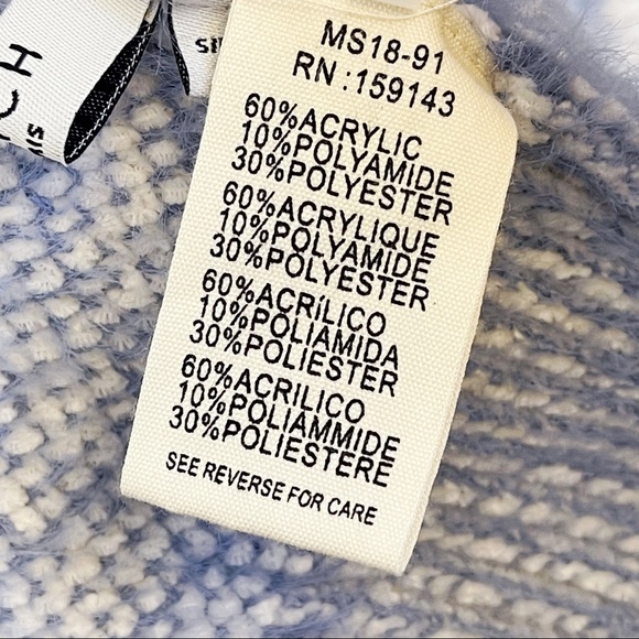 Frnch Paris Blue White Chevron Chenille Cardigan - Picture 13 of 13